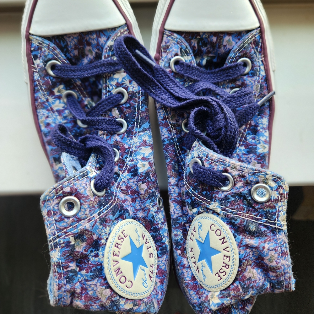 Converse Blue and Purple High-Top Sneakers